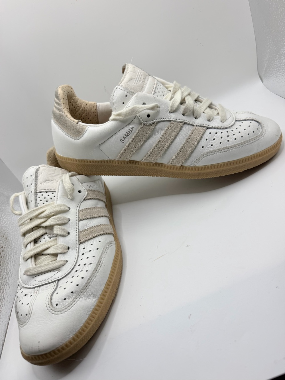 adidas Samba Sneakers in White and Tan